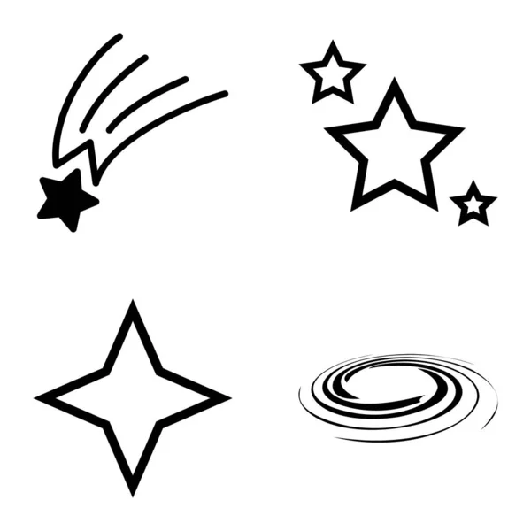 Star1 2Starfallフラットアイコンセット白の背景に絶縁 — ストックベクタ