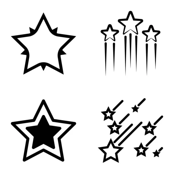 Stars1 2Starfall Flat Icon Set Isoliert Auf Weißem Hintergrund — Stockvektor