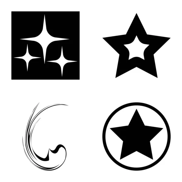 Sterren1 2Starfall Flat Icon Set Geïsoleerd Witte Achtergrond — Stockvector