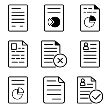 Dokümanlar Düz Simge Seti Beyaz Arkaplanda İzole Edildi