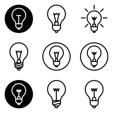 Ampuller Düz Simge Seti Beyaz Arkaplanda İzole Edildi