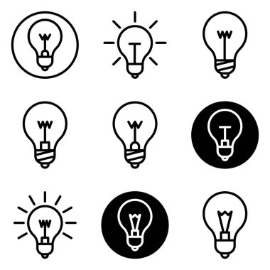 Ampuller Düz Simge Seti Beyaz Arkaplanda İzole Edildi