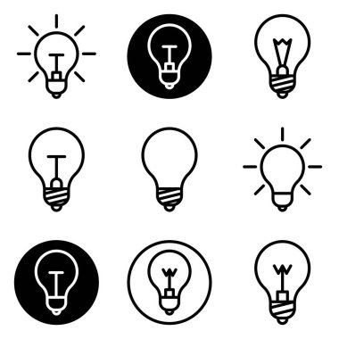 Ampuller Düz Simge Seti Beyaz Arkaplanda İzole Edildi