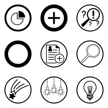 Daireler Düz Simge Seti Beyaz Arkaplanda İzole Edildi