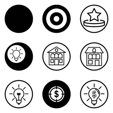 Daireler Düz Simge Seti Beyaz Arkaplanda İzole Edildi