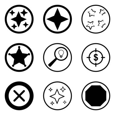 Daireler Düz Simge Seti Beyaz Arkaplanda İzole Edildi