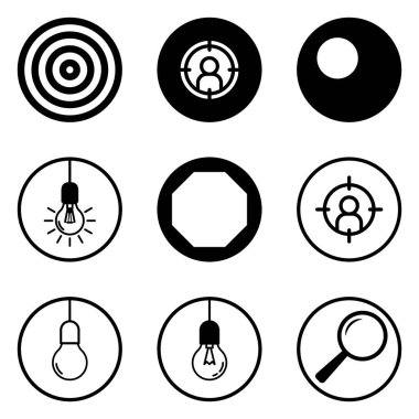 Daireler Düz Simge Seti Beyaz Arkaplanda İzole Edildi