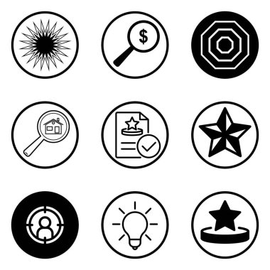 Daireler Düz Simge Seti Beyaz Arkaplanda İzole Edildi