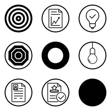 Daireler Düz Simge Seti Beyaz Arkaplanda İzole Edildi