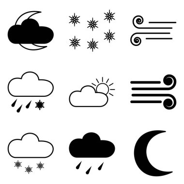 Hava Durumu Düz Simgesi Beyaz Arkaplanda İzole Edildi