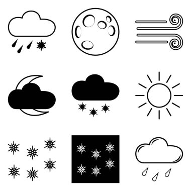 Hava Durumu Düz Simgesi Beyaz Arkaplanda İzole Edildi