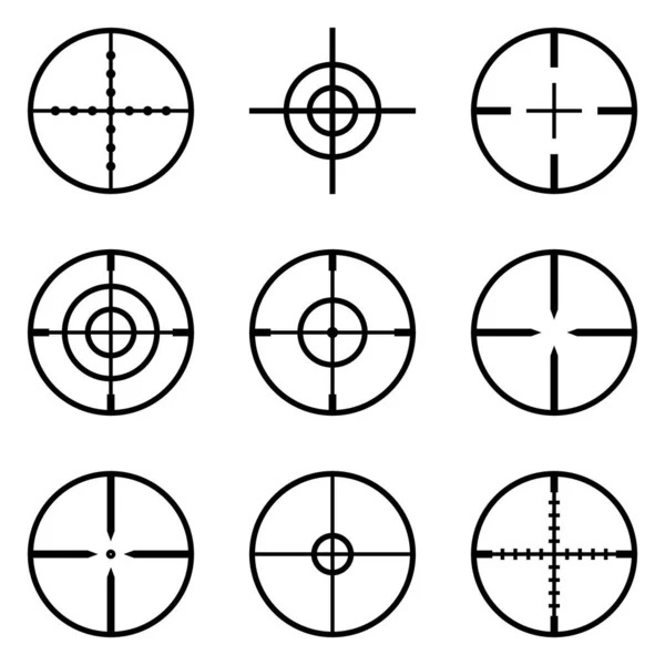 Crosshairs Flat Icon Set Isolated White Background — Stock Vector