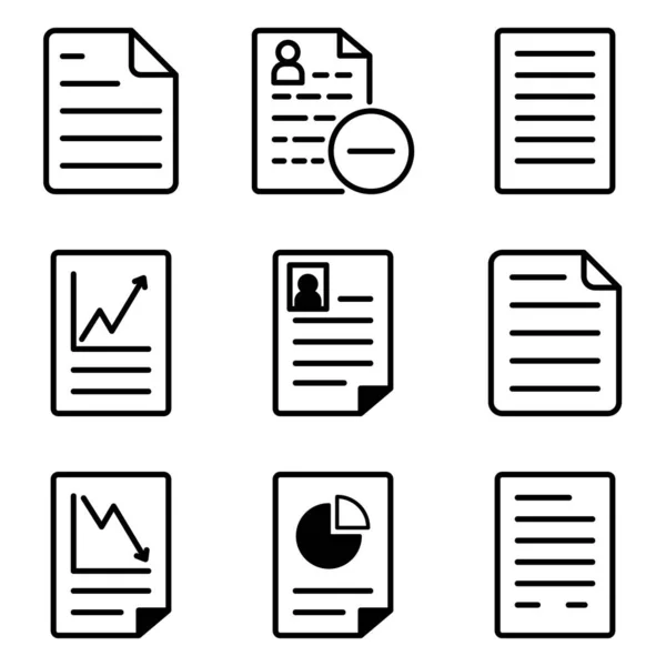 Docs Flat Icon Set Izolované Bílém Pozadí — Stockový vektor