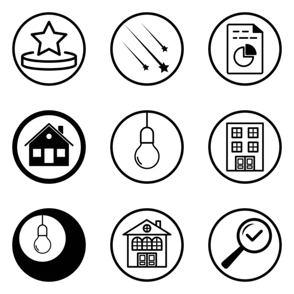 Daireler Düz Simge Seti Beyaz Arkaplanda İzole Edildi