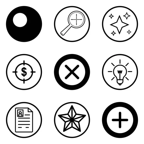 Kreise Flat Icon Set Isoliert Auf Weißem Hintergrund — Stockvektor