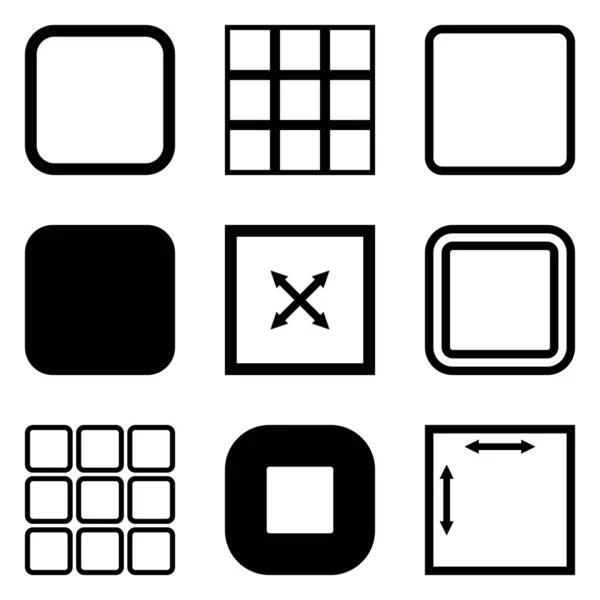 Square Flat Icon Set Geïsoleerd Witte Achtergrond — Stockvector