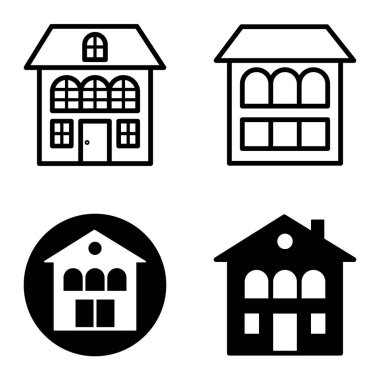 Düz Simge Seti Beyaz Arkaplanda Ayrı Tutulan Evler