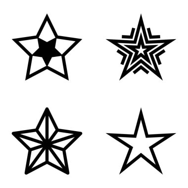 Yıldız Düz Simgesi Seti Beyaz Arkaplanda Ayrı Tutuldu