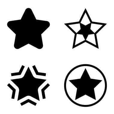 Yıldız Düz Simgesi Seti Beyaz Arkaplanda Ayrı Tutuldu