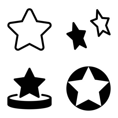 Yıldız Düz Simgesi Seti Beyaz Arkaplanda Ayrı Tutuldu