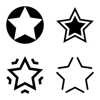 Yıldız Düz Simgesi Seti Beyaz Arkaplanda Ayrı Tutuldu