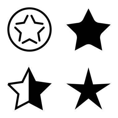 Yıldız Düz Simgesi Seti Beyaz Arkaplanda Ayrı Tutuldu