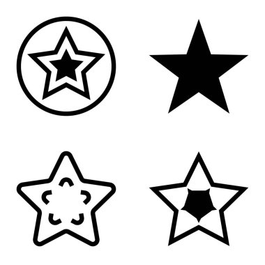 Yıldız Düz Simgesi Seti Beyaz Arkaplanda Ayrı Tutuldu