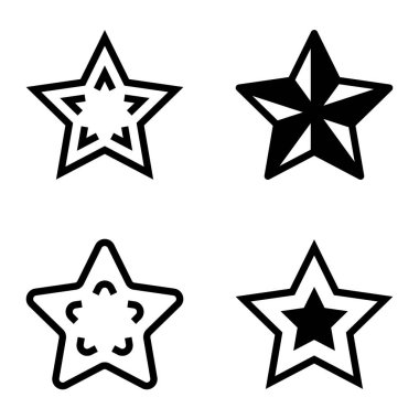 Yıldız Düz Simgesi Seti Beyaz Arkaplanda Ayrı Tutuldu