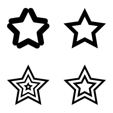 Yıldız Düz Simgesi Seti Beyaz Arkaplanda Ayrı Tutuldu