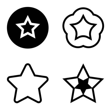 Yıldız Düz Simgesi Seti Beyaz Arkaplanda Ayrı Tutuldu