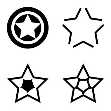 Yıldız Düz Simgesi Seti Beyaz Arkaplanda Ayrı Tutuldu