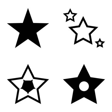 Yıldız Düz Simgesi Seti Beyaz Arkaplanda Ayrı Tutuldu