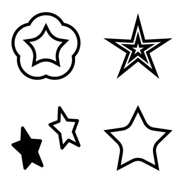 Yıldız Düz Simgesi Seti Beyaz Arkaplanda Ayrı Tutuldu