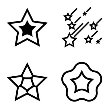 Yıldız Düz Simgesi Seti Beyaz Arkaplanda Ayrı Tutuldu