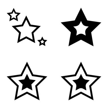 Yıldız Düz Simgesi Seti Beyaz Arkaplanda Ayrı Tutuldu