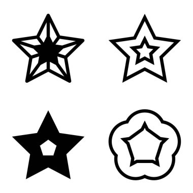 Yıldız Düz Simgesi Seti Beyaz Arkaplanda Ayrı Tutuldu