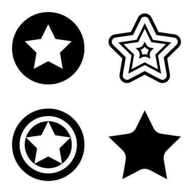 Yıldız Düz Simgesi Seti Beyaz Arkaplanda Ayrı Tutuldu