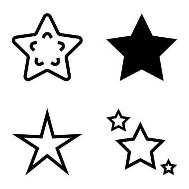 Yıldız Düz Simgesi Seti Beyaz Arkaplanda Ayrı Tutuldu