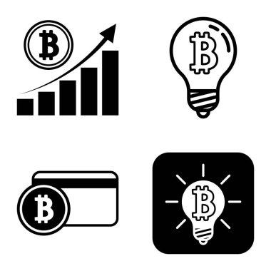 Bitcoins1-2 Düz Simge Seti Beyaz Arkaplanda İzole Edildi