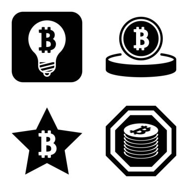 Bitcoins1-2 Düz Simge Seti Beyaz Arkaplanda İzole Edildi