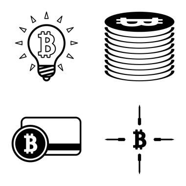 Bitcoins1-2 Düz Simge Seti Beyaz Arkaplanda İzole Edildi