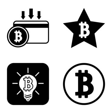 Bitcoins1-2 Düz Simge Seti Beyaz Arkaplanda İzole Edildi