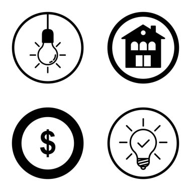 Daireler 1-2 Düz Simge Seti Beyaz Arkaplanda İzole Edildi