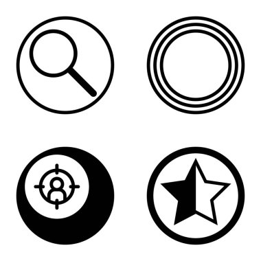 Daireler 1-2 Düz Simge Seti Beyaz Arkaplanda İzole Edildi