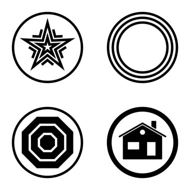 Daireler 1-2 Düz Simge Seti Beyaz Arkaplanda İzole Edildi