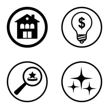 Daireler 1-2 Düz Simge Seti Beyaz Arkaplanda İzole Edildi