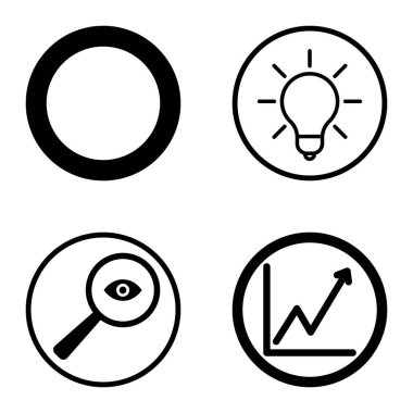 Daireler 1-2 Düz Simge Seti Beyaz Arkaplanda İzole Edildi