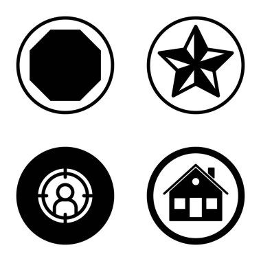 Daireler 1-2 Düz Simge Seti Beyaz Arkaplanda İzole Edildi