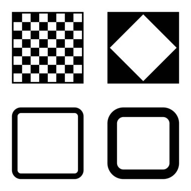 Kare Düz Simge Seti Beyaz Arkaplanda İzole Edildi