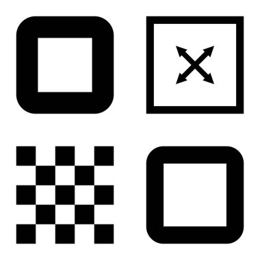 Kare Düz Simge Seti Beyaz Arkaplanda İzole Edildi